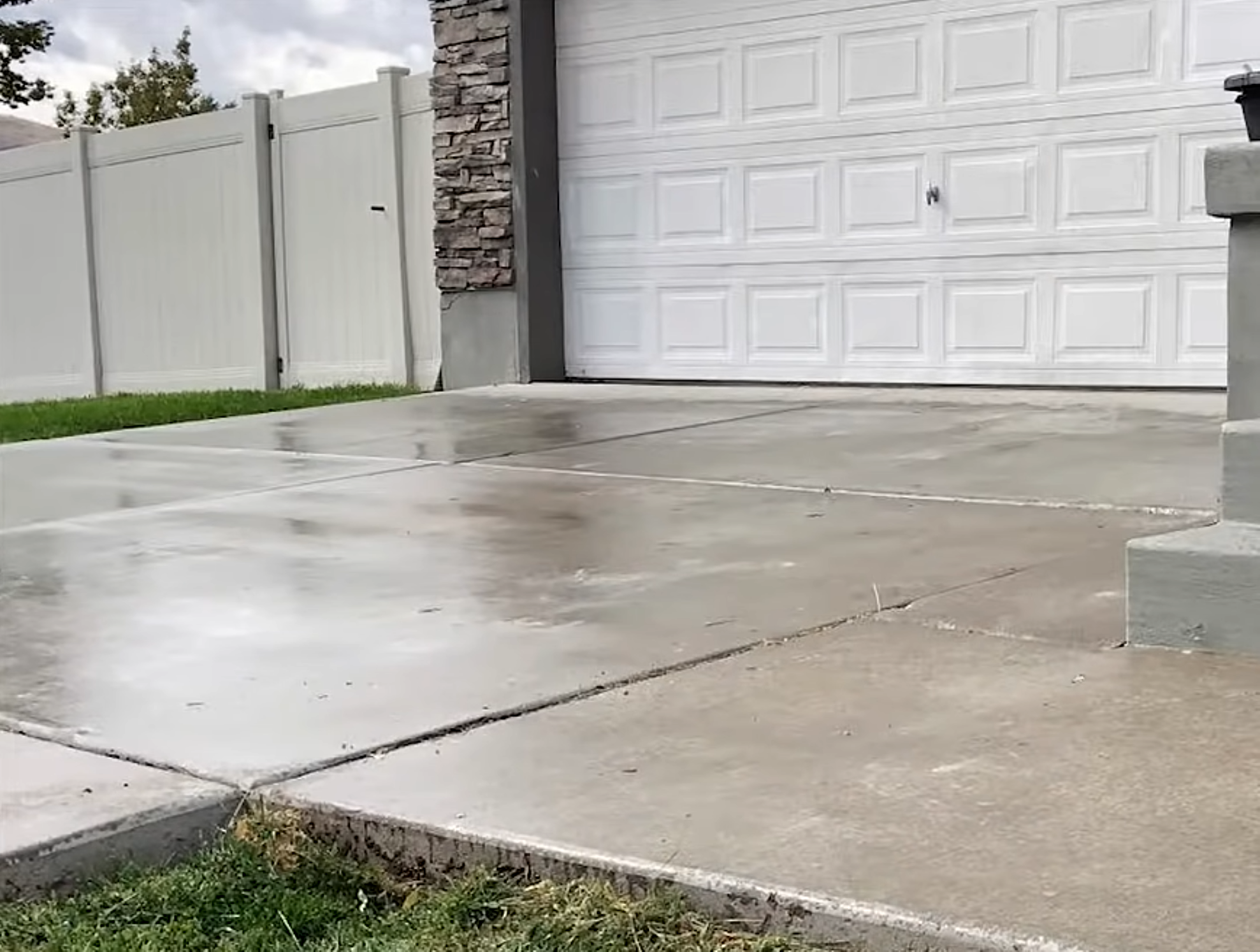 After driveway repair - slab raised and level