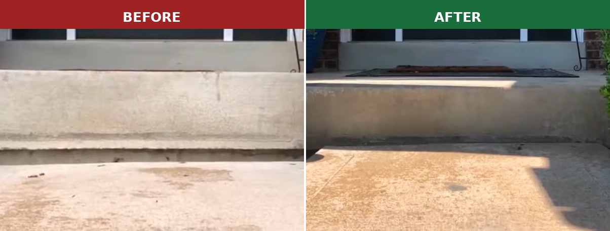 Result of mudjacking - concrete slab raised and level after the repair